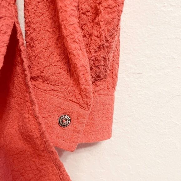 FREE PEOPLE Coral Crepe Oversized Button Down S - Picture 7 of 10
